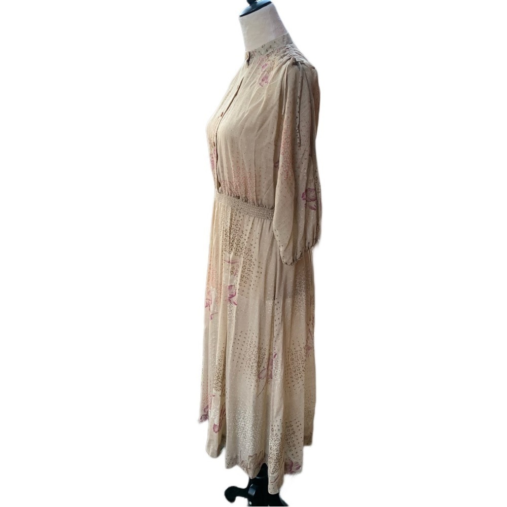 Vintage Melissa Lane Sheer Floral Modest Pleated Midi Dress 8 | Cottage Prairie - Picture 3 of 11